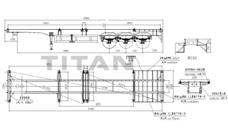 3 Axles 40ft Skeleton Container Semi Trailer for Sale in Ghana Accra