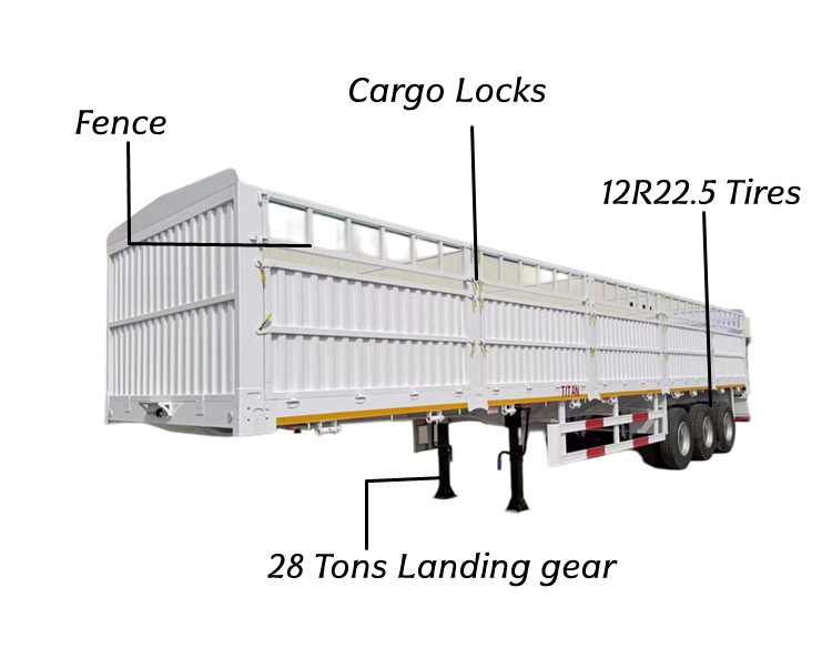 3 Axle 60 Ton Fence Semi Trailer for Sale in Tanzania