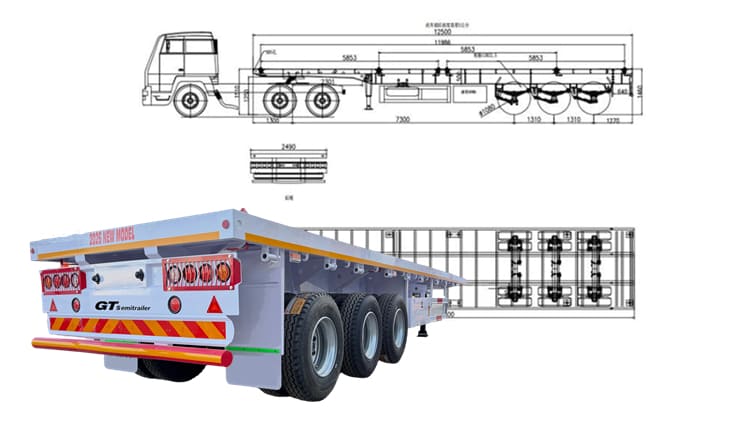 GTS Trailers Tri Axle Flatbed Trailer for Sale in Nigeria Africa
