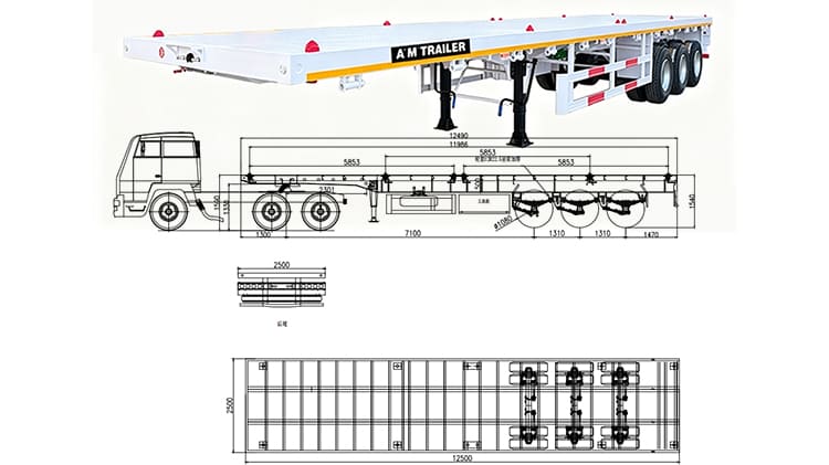 Tri Axle Flatbed Trailer for Sale in Tanzania-A.M Trailer Manufacturer