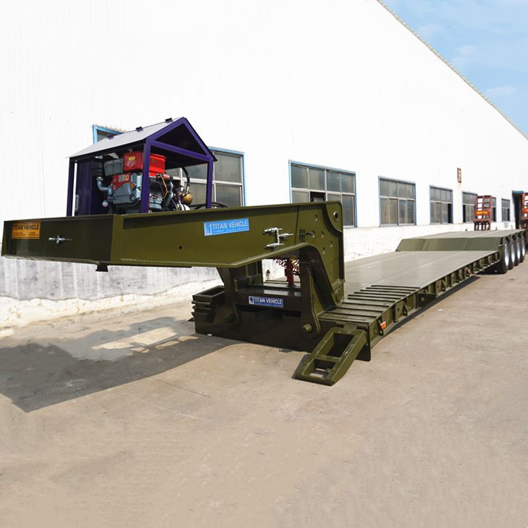 4 Axle 100 Tons Folding Gooseneck Lowboy Semi Trailer